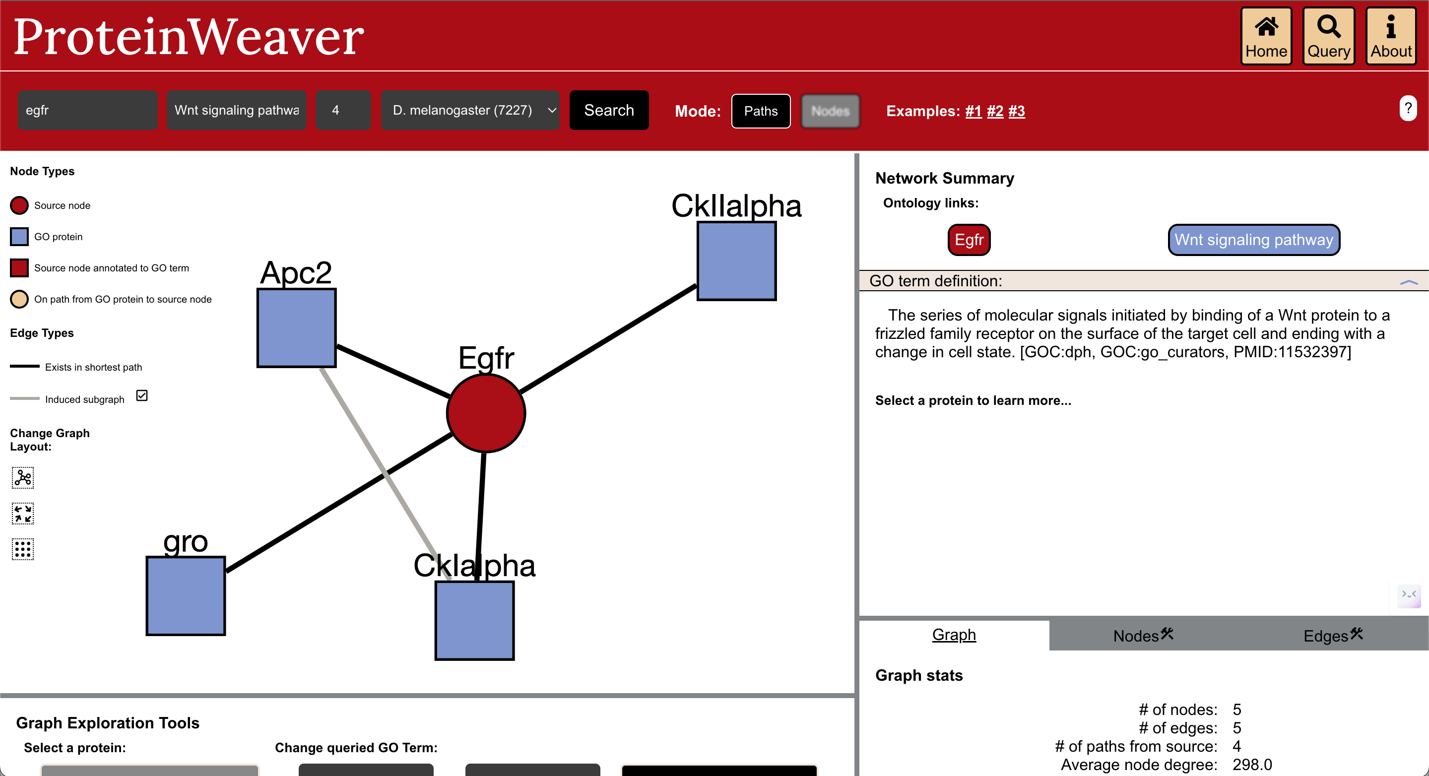 Screenshot of ProteinWeaver interface